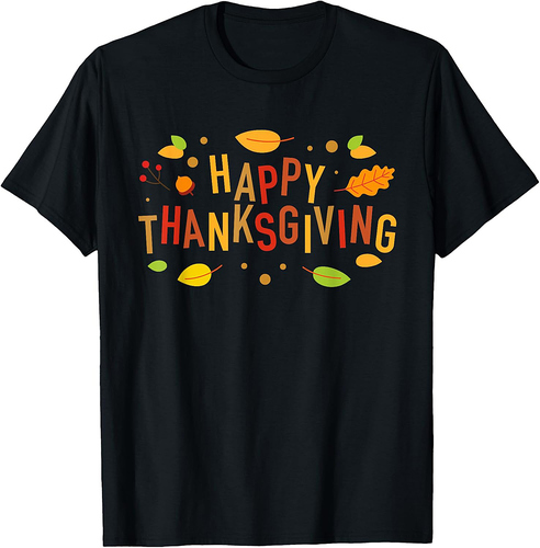 Fall Color Cute Adorable Happy Thanksgiving Design T-Shirt