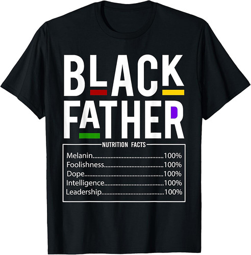 Black Dad Nutrition Facts Father Day Melanin Fathers day T-Shirt
