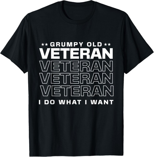 Military Veteran Do What I Want Flag Grumpy Old Vet T-Shirt