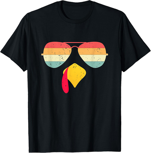 Cool Turkey Face With Sunglasses Funny Thanksgiving For Boys T-Shirt