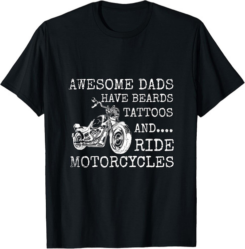 Fathers Day Bearded Dad Motorcycle Lover Biker Tattoo T-Shirt