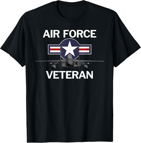 Air Force Veteran T-Shirt with Vintage Roundel and F15 Jet T-Shirt