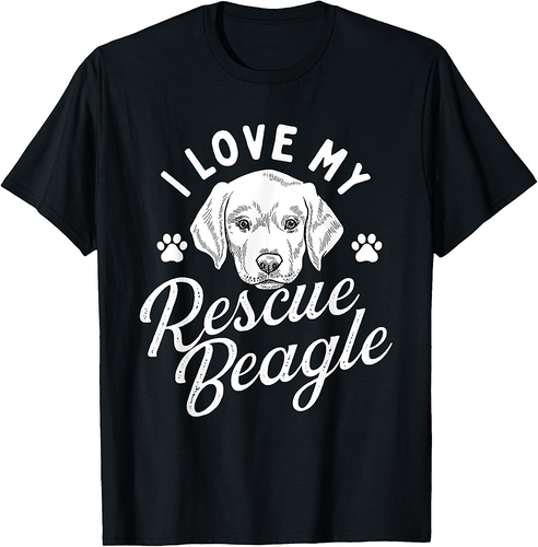 I Love My Rescue Beagle Dog Whisperer Animal Shelter T-Shirt for Men Women Girls