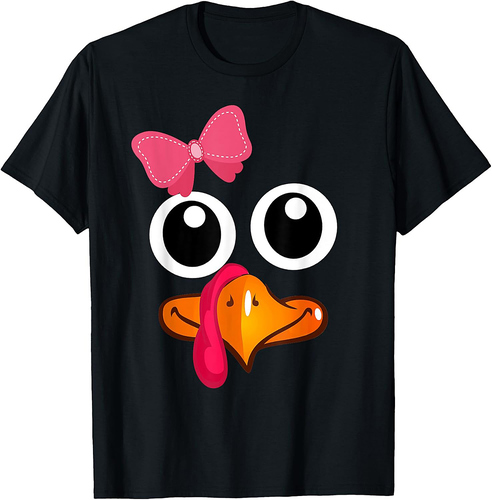 Thanksgiving Turkey Face Cute Girl T-Shirt