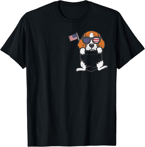 Beagle Feet Pocket Cute American USA 4th Of July Fourth Dog T-Shirt