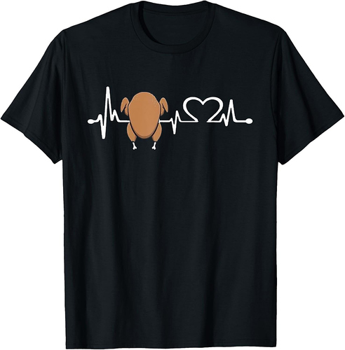 Love turkey heartbeat thanksgiving turkey Lovers T-Shirt