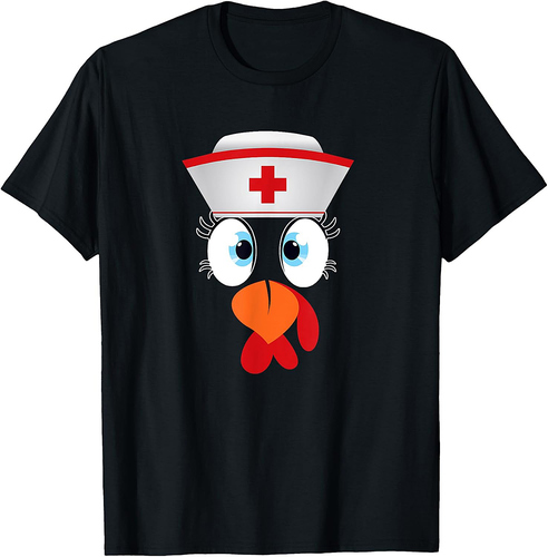 Turkey Day Nursing Thanksgiving Turkey Face Nurse T-Shirt