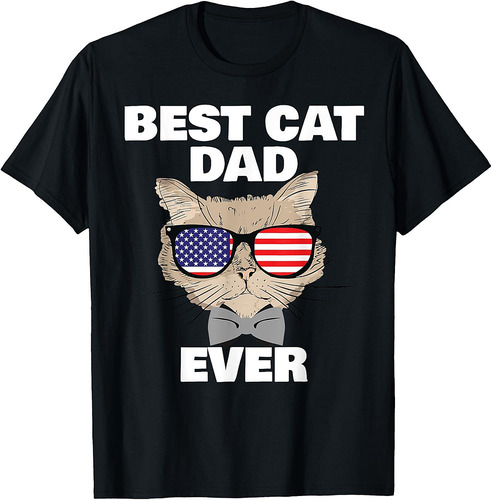 Best Cat Dad Fathers Day Men Daddy Papa Cat With Sunglasses T-Shirt