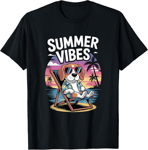Funny Summer Beagle Beach Dog Vacation T-Shirt