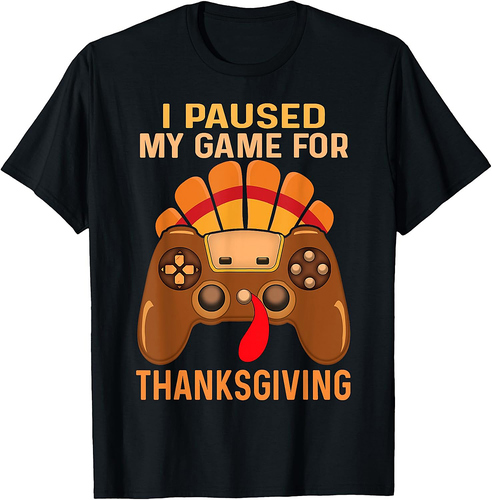 Happy Thanksgiving gaming fall Turkey gamer boys  men T-Shirt