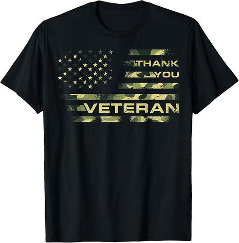 Veterans Day Camouflage American Flag Thank You Veterans T-Shirt