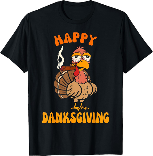 Thanksgiving Cannabis Weed Turkey Smoking Happy Danksgiving T-Shirt