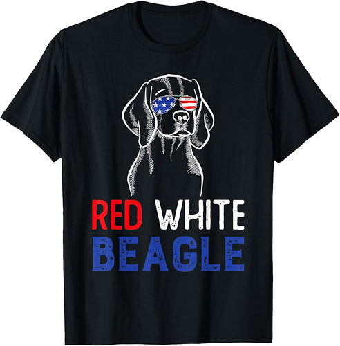 Red White & Beagle TShirt American Flag 4th Of July Gift