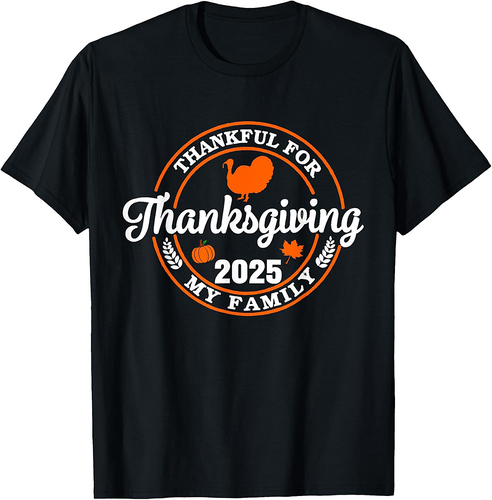 Family Thanksgiving 2025 Thankful For My Tribe Group Autumn T-Shirt