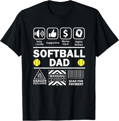 Softball Dad Funny Contents of Sports Father T-Shirt
