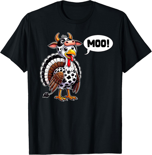 Turkey Moo Cow Funny Thanksgiving Shirts For Women Men Boys T-Shirt