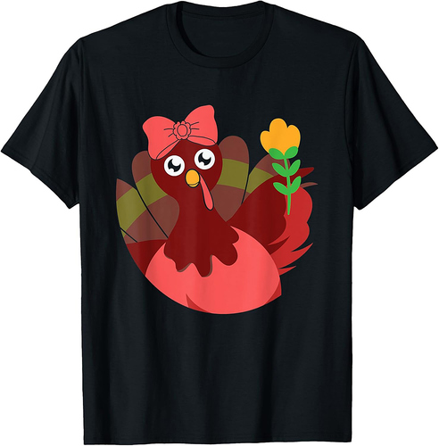 Thanksgiving Turkey Flower Thankful Blessed T-Shirt