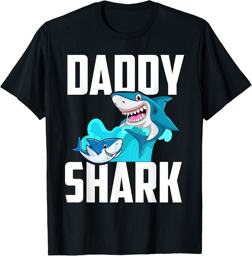 Daddy Shark Fathers Day Cute Ocean Animal Papa Dad Pops T-Shirt
