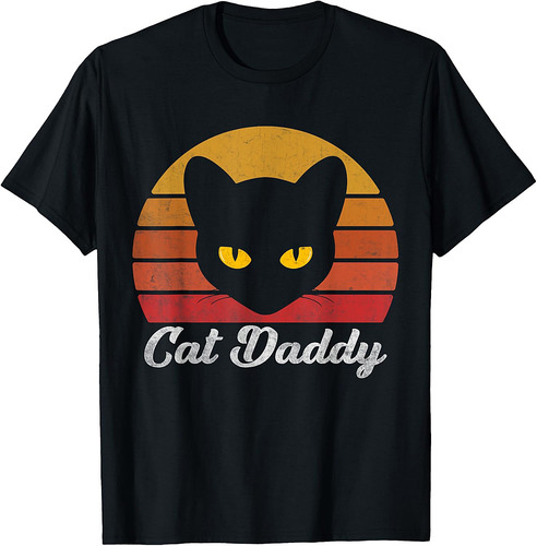 Black Cat Daddy Retro Birthday & Father's Day Cat Dad T-Shirt
