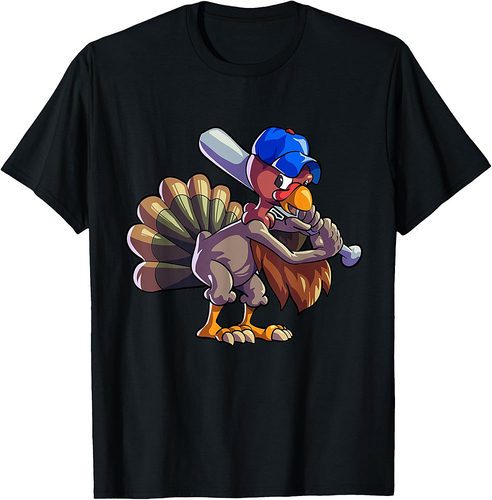 Baseball Thanksgiving Shirt Men Boys Baseball Turkey 01 T-Shirt