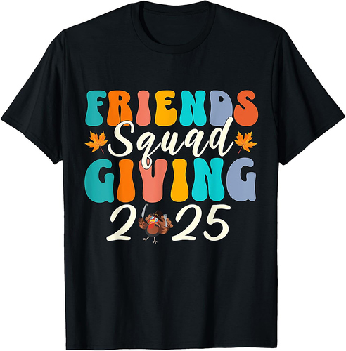 Retro Friendsgiving Squad 2025 Thanksgiving Group Fall T-Shirt