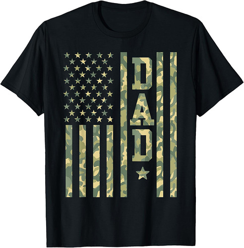 Mens Dad American Flag Camo Dad Gifts Patriotic Father's Day T-Shirt