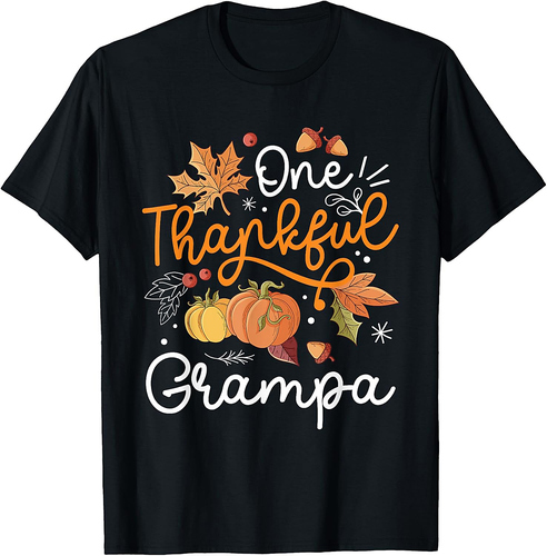 One Thankful Grampa Happy Thaksgiving Pumpkin Fall Autumn T-Shirt