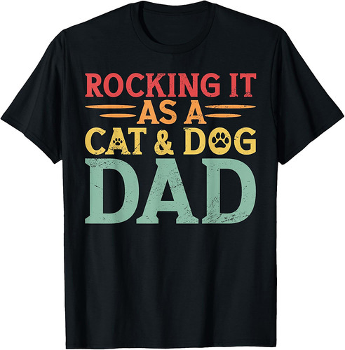 Cat And Dog Dad Fur Dad Father's Day T-Shirt