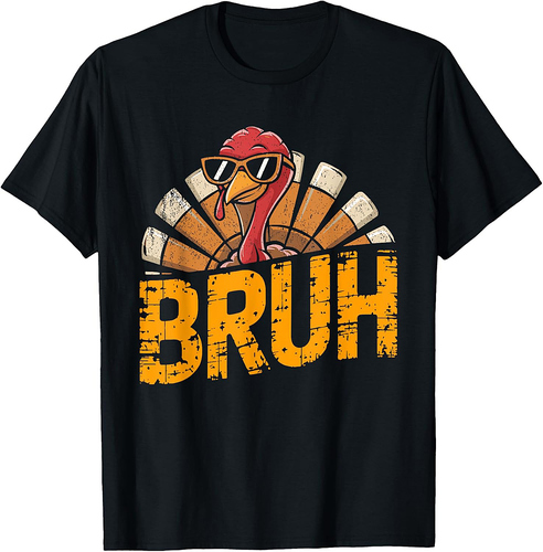 Bruh Funny Thanksgiving Cool Turkey For Boys T-Shirt