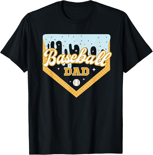 Baseball DAD Home Plate Ice Cream Drip Father's Day Daddy T-Shirt