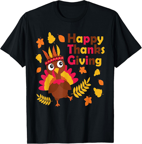 Cute Thanksgiving Turkey Native American Celebration T-Shirt