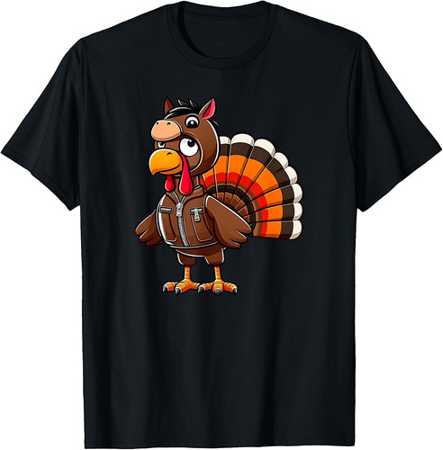 Turkey Costume Horse Funny Thanksgiving Turkey Women Men T-Shirt