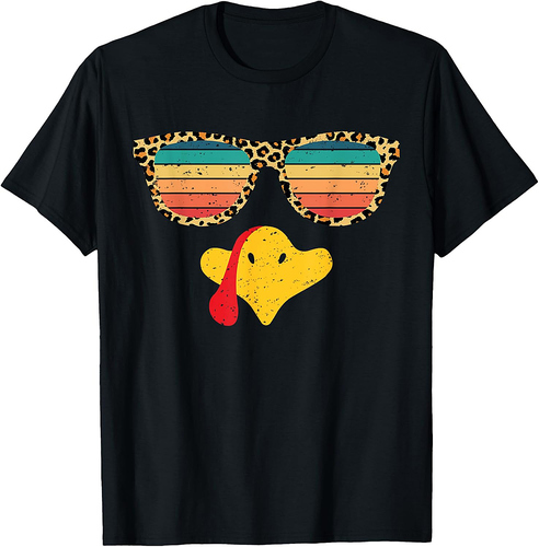 Cool Turkey Face With Sunglasses Funny Thanksgiving For Men T-Shirt