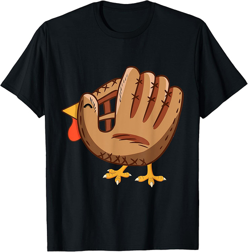 Turkey Baseball Glove Vintage Cute Thanksgiving Day Boys Mom T-Shirt