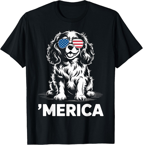 Cavalier King Charles Spaniel 4th of July ‘Merica Patriotic T-Shirt