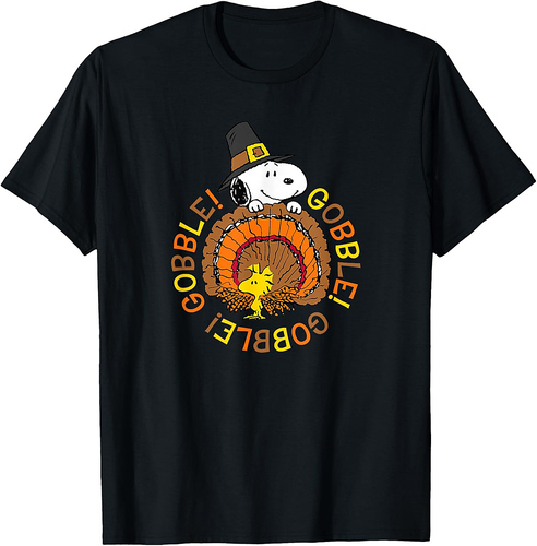 Peanuts Snoopy and Woodstock Thanksgiving Gobble T-Shirt