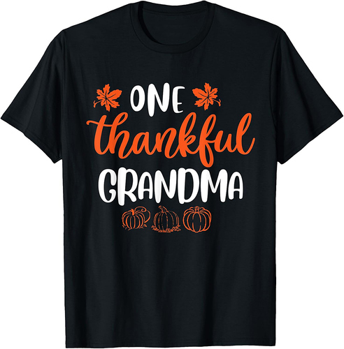 One Thankful Grandma Fall Thanksgiving Autumn Funny Gifts T-Shirt