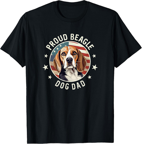 Beagle Gifts For Men American Flag Proud Beagle Dog Dad T-Shirt