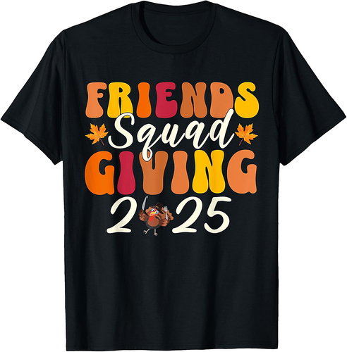 Retro Friendsgiving Squad 2025 Thanksgiving Group Fall T-Shirt