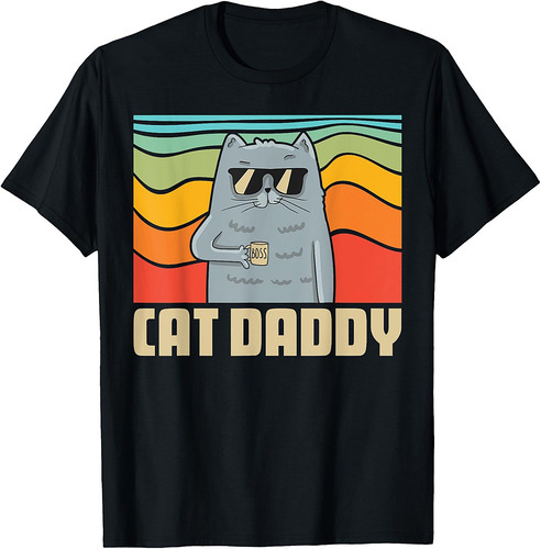 Cat Daddy Father's Day Best Dad Ever Retro Vintage Men Funny T-Shirt