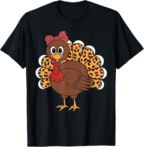 Turkey Leopard Funny Turkey Thanksgiving Day T-Shirt