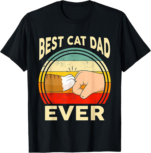 Retro Best Cat Dad Ever Gift For Men Dad Granpa T-Shirt