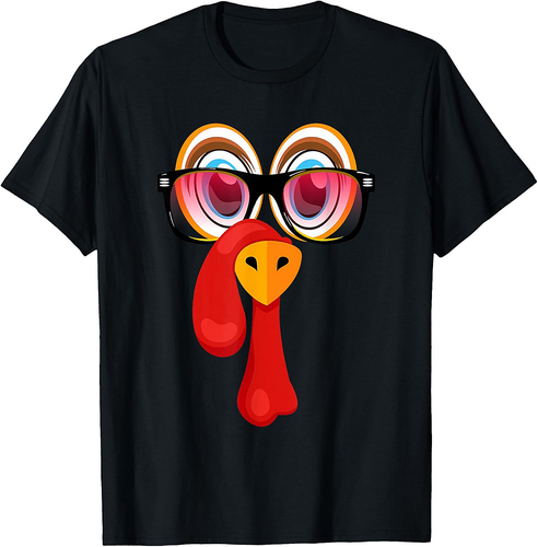 Tiny Turkey Face & Glasses Costume For Thanksgiving Day T-Shirt