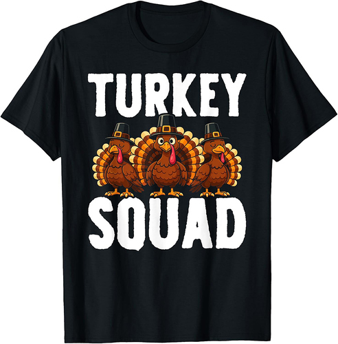 Cute Turkey Squad Thanksgiving Graphic Design T-Shirt