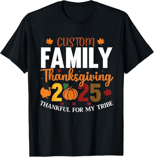 Family Thanksgiving 2025 Thankful For My Tribe Group Autumn T-Shirt