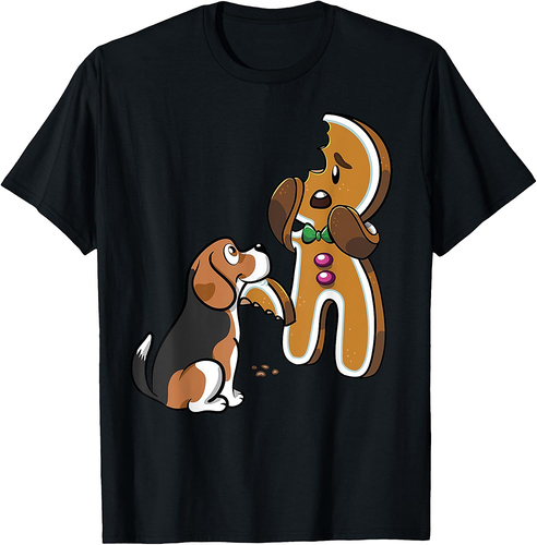 Beagle Gingerbread Man Christmas T-Shirt Funny Dog Shirt T-Shirt