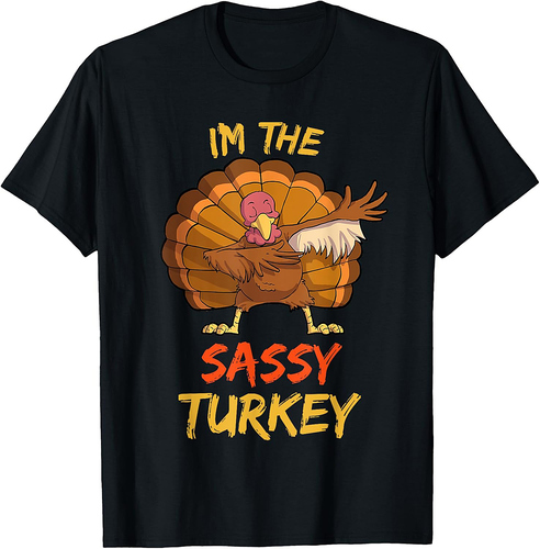 Sassy Turkey Matching Family Group Thanksgiving Party Pajama T-Shirt
