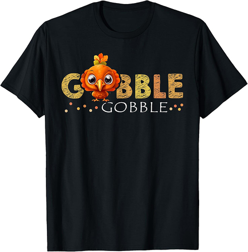 Boys Thanksgiving Cartoon Turkey Shirt Black Classic Fit T-Shirt