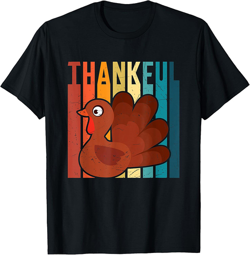 Thanksgiving Thankful Turkey Vintage Blessed T-Shirt