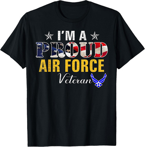 I'm A Proud Air Force Veteran American Flag Veteran Day T-Shirt